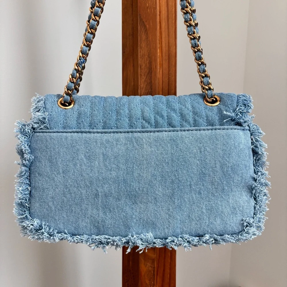 KARL LAGERFELD Medium Argyness Quilted Denim Convertible Shoulder Handbag--NEW